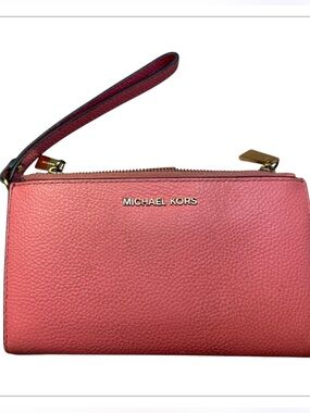 MICHAEL KORS Jet Set Travel Wristlet Clutch Women Leather Bifold Wallet Pink